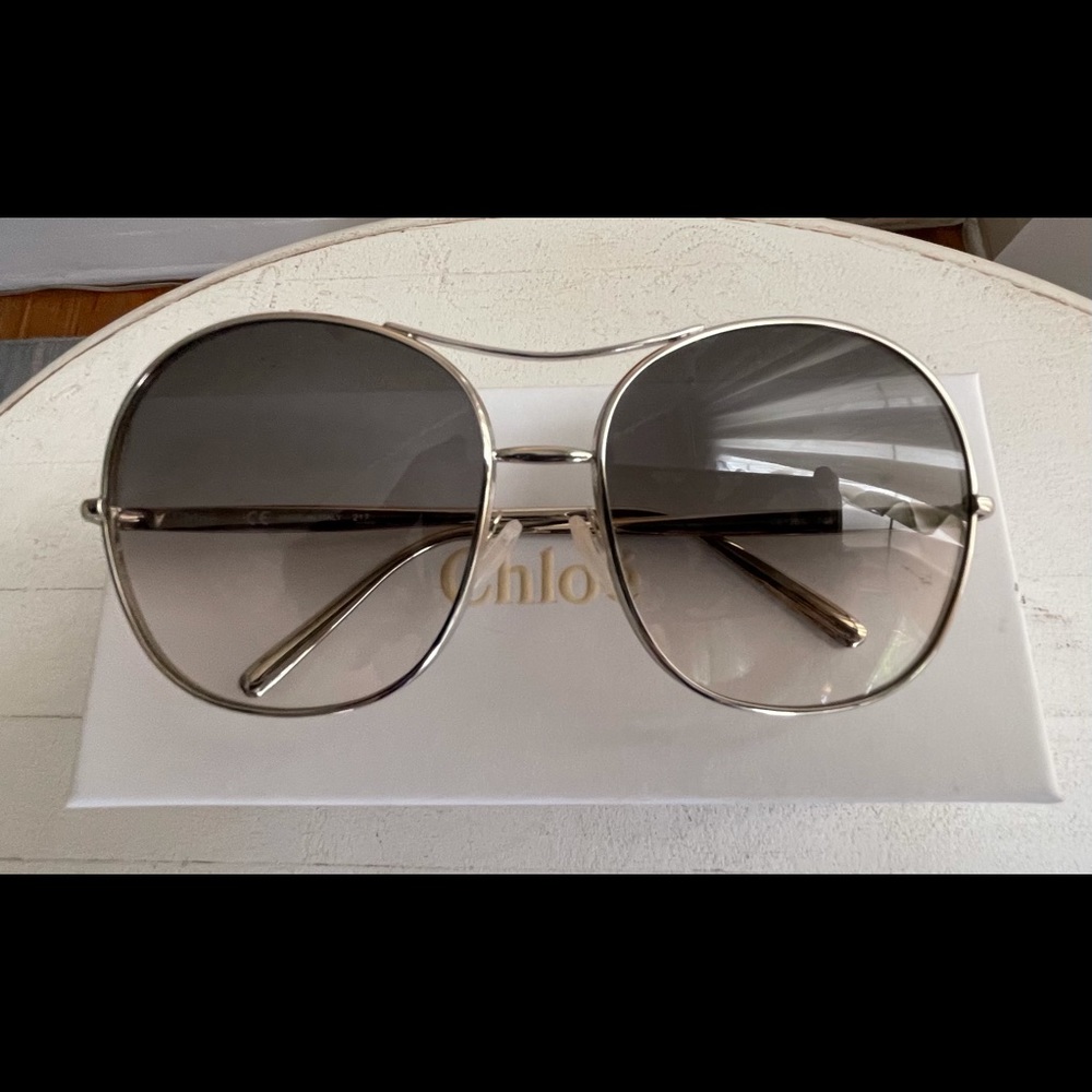 Chloe silver metal framed sunglasses.